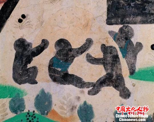 聚沙为戏。莫高窟第23窟。敦煌研究院供图